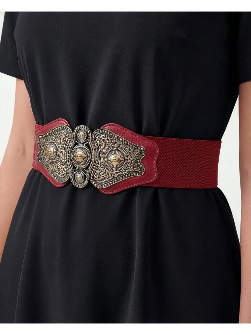Vintage-Inspired Black Antique Buckle Belt | 2.5